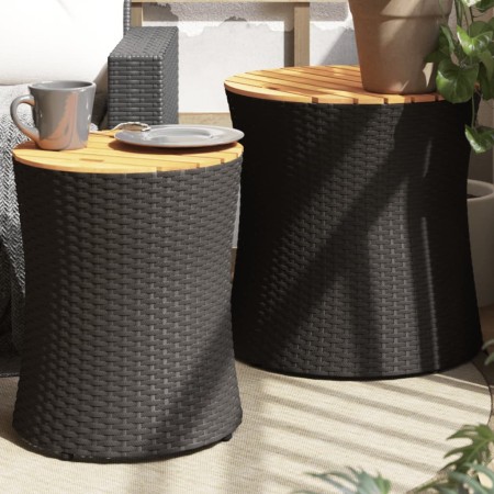 Beistelltische Garten 2 Stück, Oberfläche aus schwarzem Rattanholz. von , Gartentische - Ref: Foro24-366288, Preis: 114,68 €,...