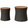 Mesas auxiliares jardín 2 pzas superficie de madera ratán negro de , Mesas de jardín - Ref: Foro24-366288, Precio: 114,47 €, ...