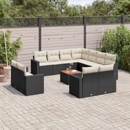 Set de sofás de jardín y cojines 13 pzas ratán sintético negro by , Modular outdoor sofas - Ref: Foro24-3224390, Price: 810,0...