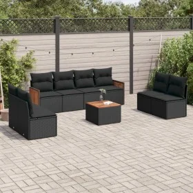 Set de sofás de jardín 8 piezas y cojines ratán sintético negro by , Garden sets - Ref: Foro24-3259976, Price: 501,57 €, Disc...