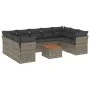 Set de sofás de jardín 10 pzas con cojines ratán sintético gris by , Garden sets - Ref: Foro24-3223806, Price: 565,25 €, Disc...