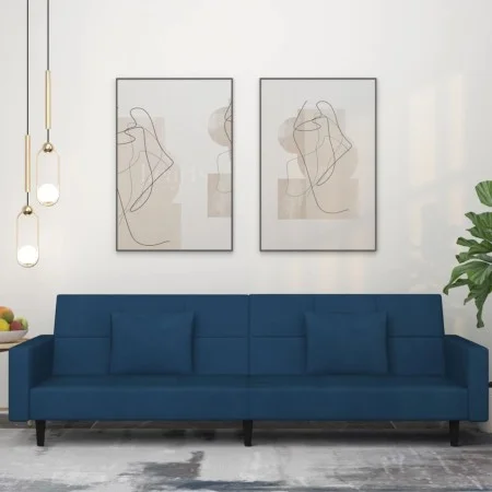 Sofá cama de 2 plazas con dos almohadas terciopelo azul by , Sofas - Ref: Foro24-375815, Price: 275,48 €, Discount: %