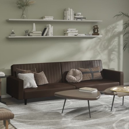 Sofá cama de 2 plazas cuero sintético marrón by , Sofas - Ref: Foro24-375952, Price: 269,26 €, Discount: %
