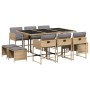Set comedor de jardín 11 pzas con cojines ratán sintético beige by , Garden sets - Ref: Foro24-3211332, Price: 483,21 €, Disc...