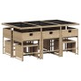 Set comedor de jardín 11 pzas con cojines ratán sintético beige by , Garden sets - Ref: Foro24-3211332, Price: 483,21 €, Disc...