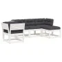 Set muebles jardín 5 pzas con cojines madera maciza pino blanco de , Conjuntos de jardín - Ref: Foro24-3216921, Precio: 589,8...