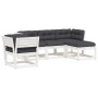 Set muebles jardín 5 pzas con cojines madera maciza pino blanco by , Garden sets - Ref: Foro24-3216921, Price: 597,27 €, Disc...