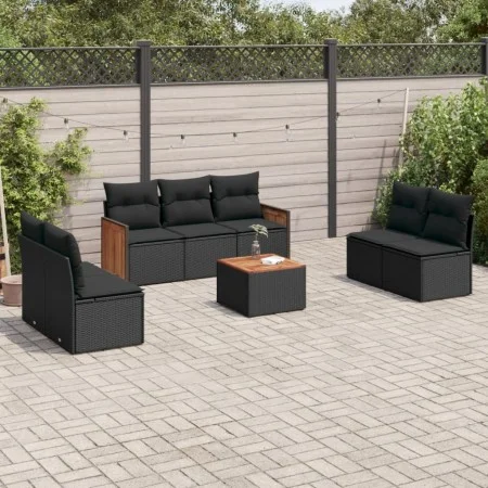 Set de sofás de jardín 8 piezas y cojines ratán sintético negro by , Garden sets - Ref: Foro24-3259962, Price: 458,23 €, Disc...