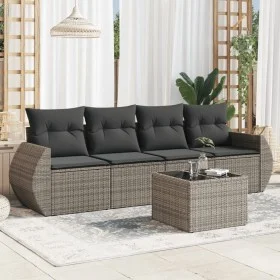 Juego de sofás jardín con cojines 5 pzas ratán sintético gris by , Garden sets - Ref: Foro24-3253427, Price: 324,55 €, Discou...