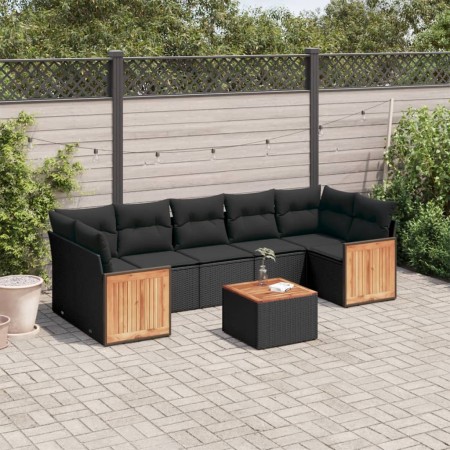 Set de sofás de jardín 8 piezas y cojines ratán sintético negro by , Garden sets - Ref: Foro24-3259892, Price: 497,35 €, Disc...