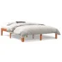 Solid pine wood bed frame in brown wax finish 135x190 cm by , Beds and slatted bases - Ref: Foro24-844166, Price: 103,71 €, D...