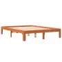 Solid pine wood bed frame in brown wax finish 135x190 cm by , Beds and slatted bases - Ref: Foro24-844166, Price: 103,71 €, D...