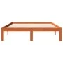 Solid pine wood bed frame in brown wax finish 135x190 cm by , Beds and slatted bases - Ref: Foro24-844166, Price: 103,71 €, D...