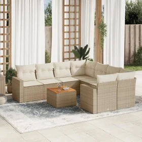 Gartensofa-Set, 9-teilig, mit Kissen, aus synthetischem Rattan in Beige. von , Gartensets - Ref: Foro24-3224049, Preis: 601,1...