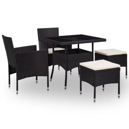 Gartenmöbel 5-teilig aus synthetischem Rattan und schwarzem Glas von vidaXL, Gartensets - Ref: Foro24-46175, Preis: 229,19 €,...