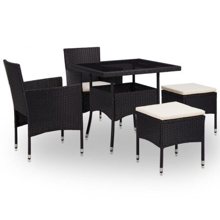 Muebles de jardín 5 piezas ratán sintético y vidrio negro de vidaXL, Conjuntos de jardín - Ref: Foro24-46175, Precio: 231,19 €