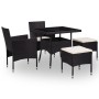 Muebles de jardín 5 piezas ratán sintético y vidrio negro de vidaXL, Conjuntos de jardín - Ref: Foro24-46175, Precio: 231,19 €