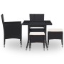 Muebles de jardín 5 piezas ratán sintético y vidrio negro de vidaXL, Conjuntos de jardín - Ref: Foro24-46175, Precio: 231,19 €