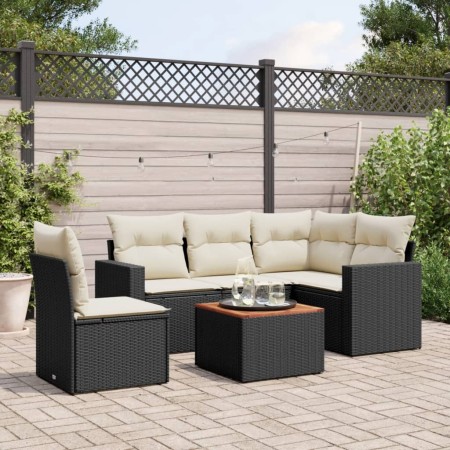 Set de sofás de jardín 6 piezas y cojines ratán sintético negro by , Garden sets - Ref: Foro24-3224124, Price: 354,93 €, Disc...
