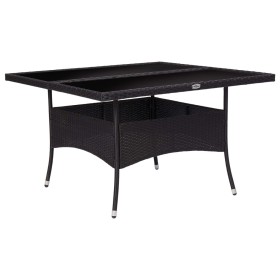 Synthetic rattan and black glass garden dining table by vidaXL, Garden tables - Ref: Foro24-46189, Price: 177,68 €, Discount: %
