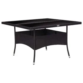 Synthetic rattan and black glass garden dining table by vidaXL, Garden tables - Ref: Foro24-46189, Price: 175,21 €, Discount: %
