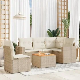 Gartensofa-Set mit 6-teiligen Kissen aus synthetischem Rattan in Beige. von , Gartensets - Ref: Foro24-3224126, Preis: 423,02...