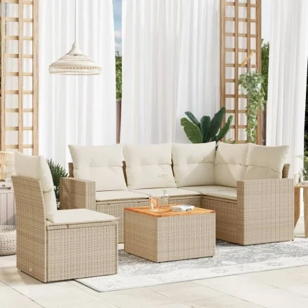 Gartensofa-Set mit 6-teiligen Kissen aus synthetischem Rattan in Beige. von , Gartensets - Ref: Foro24-3224126, Preis: 423,02...