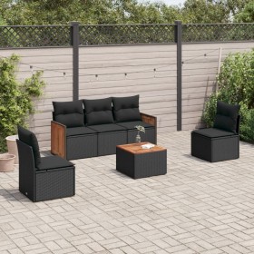 Set de sofás de jardín 6 piezas y cojines ratán sintético negro by , Garden sets - Ref: Foro24-3259934, Price: 341,61 €, Disc...