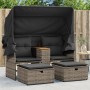 Gartensofa für 2 Personen mit Markise und Hockern aus grauem PE-Rattan. von , Outdoor-Sofas - Ref: Foro24-365801, Preis: 266,...