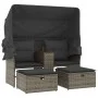 Sofá de jardín 2 plazas con toldo y taburetes ratán PE gris by , Outdoor sofas - Ref: Foro24-365801, Price: 306,94 €, Discoun...