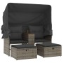 Sofá de jardín 2 plazas con toldo y taburetes ratán PE gris by , Outdoor sofas - Ref: Foro24-365801, Price: 266,91 €, Discoun...