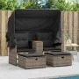Sofá de jardín 2 plazas con toldo y taburetes ratán PE gris by , Outdoor sofas - Ref: Foro24-365801, Price: 306,94 €, Discoun...