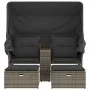 Sofá de jardín 2 plazas con toldo y taburetes ratán PE gris by , Outdoor sofas - Ref: Foro24-365801, Price: 306,94 €, Discoun...