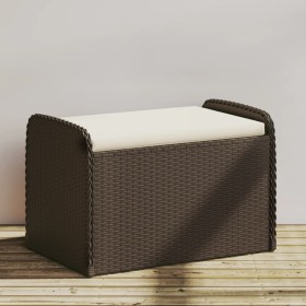 Banco de almacenaje y cojín ratán sintético marrón 80x51x52 cm by , garden benches - Ref: Foro24-365732, Price: 125,20 €, Dis...