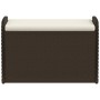 Banco de almacenaje y cojín ratán sintético marrón 80x51x52 cm de , Bancos de jardín - Ref: Foro24-365732, Precio: 125,45 €, ...