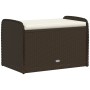 Aufbewahrungsbank mit braunem synthetischem Rattan-Kissen 80x51x52 cm. von , Gartenbänke - Ref: Foro24-365732, Preis: 125,45 ...