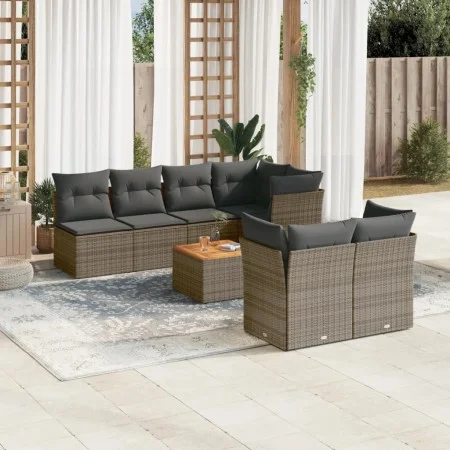 Set de sofás de jardín y cojines 8 piezas ratán sintético gris by , Garden sets - Ref: Foro24-3255850, Price: 477,79 €, Disco...