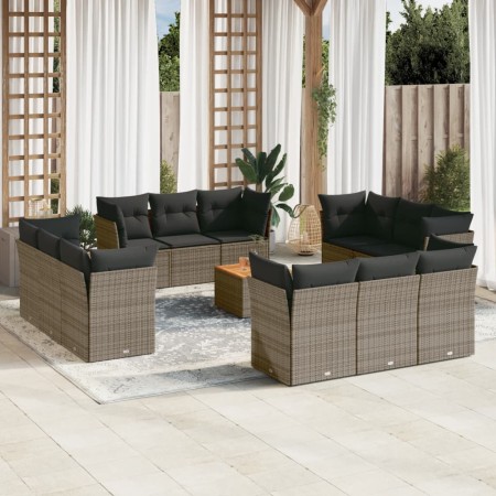Set sofás de jardín con cojines 13 piezas ratán sintético gris by , Garden sets - Ref: Foro24-3255871, Price: 858,31 €, Disco...