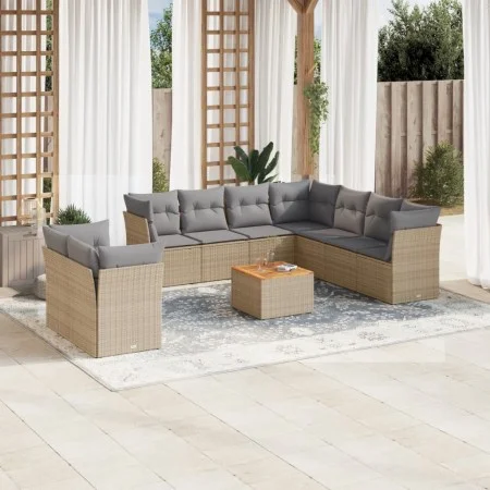 Juego de sofás jardín con cojines beige mezcla 11 pzas ratán PE by , Garden sets - Ref: Foro24-3256045, Price: 656,65 €, Disc...