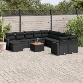 Set de sofás de jardín y cojines 12 pzas ratán sintético negro by , Garden sets - Ref: Foro24-3256748, Price: 773,13 €, Disco...