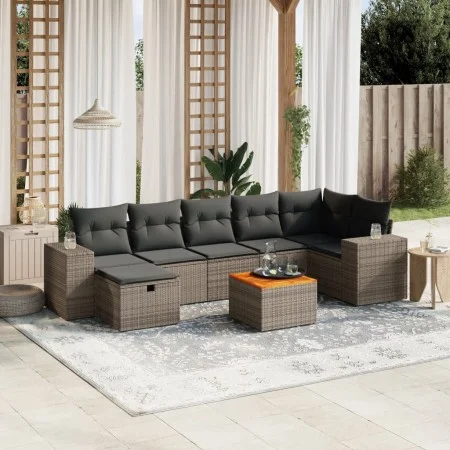 Set de sofás de jardín 8 pzas y cojines ratán sintético gris by , Garden sets - Ref: Foro24-3265183, Price: 486,63 €, Discoun...