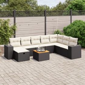 8-teiliges Gartensofa-Set und Kissen aus schwarzem Kunststoff-Rattan. von , Gartensets - Ref: Foro24-3265207, Preis: 489,59 €...