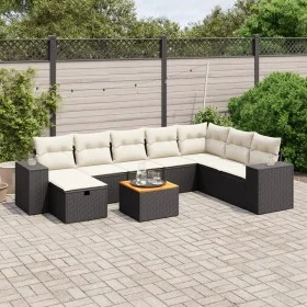 8-teiliges Gartensofa-Set und Kissen aus schwarzem Kunststoff-Rattan. von , Gartensets - Ref: Foro24-3265207, Preis: 524,03 €...