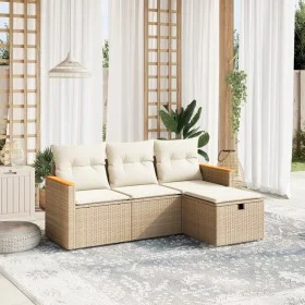 Juego de sofás jardín con cojines 4 pzas ratán sintético beige by , Garden sets - Ref: Foro24-3265272, Price: 278,53 €, Disco...