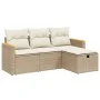 Gartensitzgruppe mit 4-teiligen Sofas und Kissen aus synthetischem Rattan in Beige. von , Gartensets - Ref: Foro24-3265272, P...