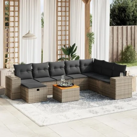 Gartenmöbel-Set 9-teilig mit grauen Polstern aus synthetischem Rattan von , Gartensets - Ref: Foro24-3265211, Preis: 544,31 €...