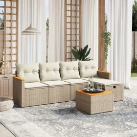 Juego de sofás jardín con cojines 6 pzas ratán sintético beige by , Garden sets - Ref: Foro24-3265293, Price: 378,34 €, Disco...