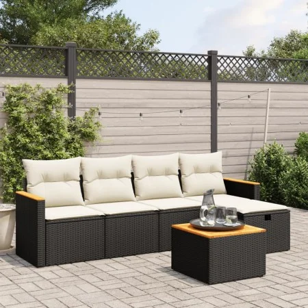 Set de sofás de jardín 6 piezas y cojines ratán sintético negro by , Garden sets - Ref: Foro24-3265291, Price: 325,22 €, Disc...