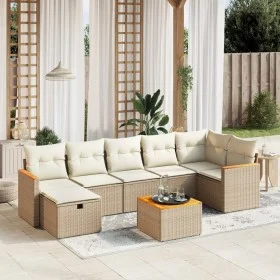 Juego de sofás de jardín con cojines beige 8 pzas ratán PE by , Garden sets - Ref: Foro24-3265321, Price: 516,40 €, Discount: %