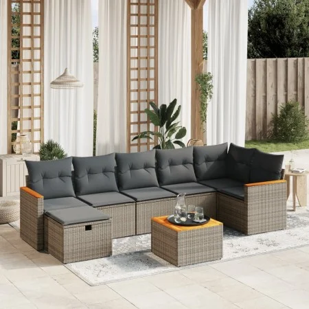 Set de sofás de jardín 8 pzas y cojines ratán sintético gris by , Garden sets - Ref: Foro24-3265323, Price: 446,44 €, Discoun...